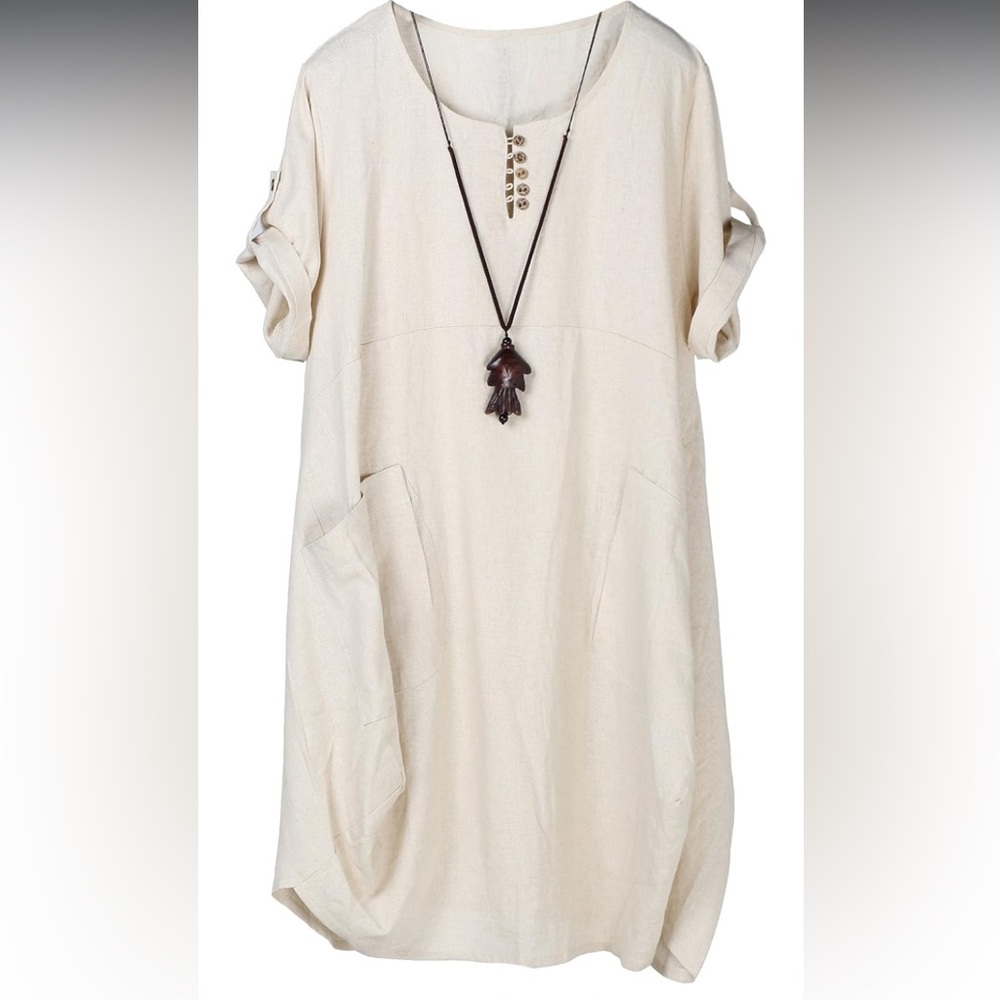 Minibee Women's Ruffle Oversize Casual Midi Dresses with Pockets.